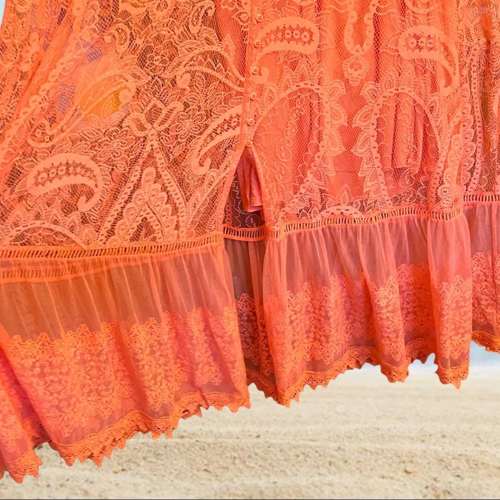 Torrid Lace Coral Button Front Skater Maxi Dress Sizes: 1XL 2XL  3XL NWT - Picture 13 of 16